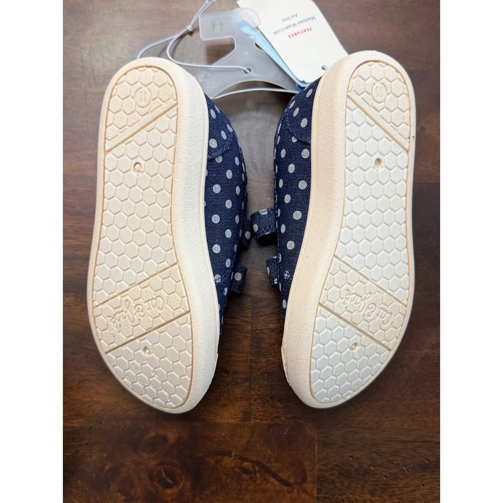 Cat & Jack‎ Sneakers Toddler 11 Navy Blue Polka Dot Hook & Loop NWT